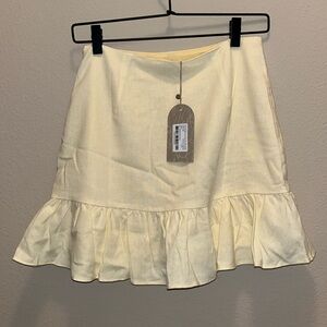 Meshki Delfina Linen Mini Skirt with Ruffle